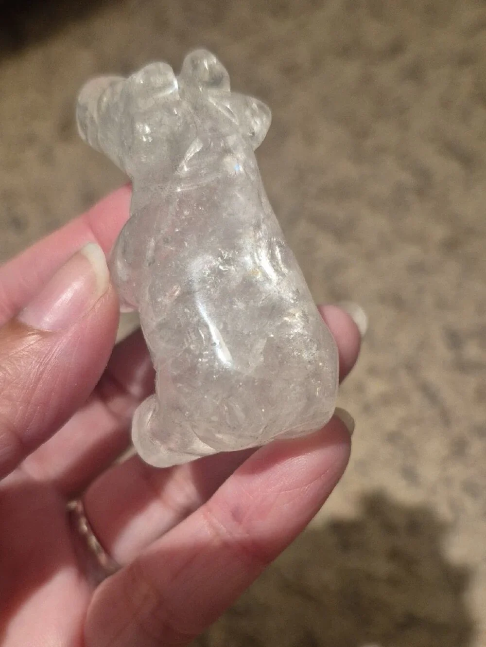 Handcarved Clear Quartz Crystal Cow
